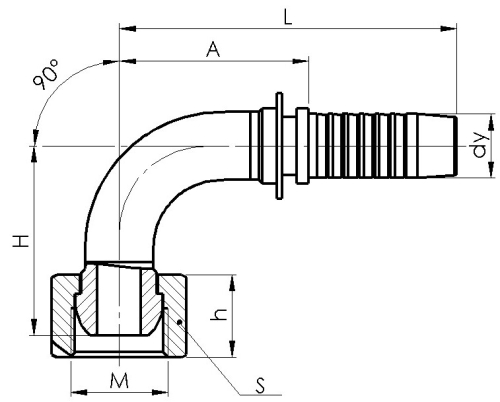 Комплект фітинга DKM кутовий 90ﹾ