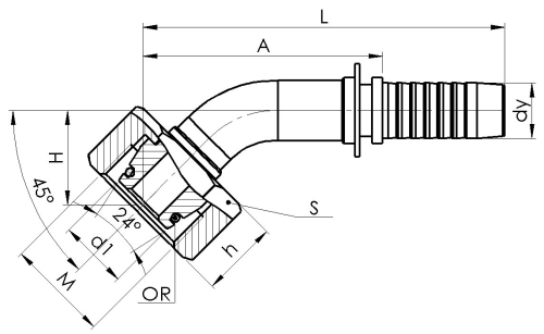 Комплект фітинга DKOS кутовий 45ﹾ