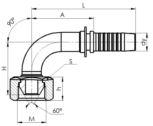 Комплект фітинга DKR кутовий 90ﹾ