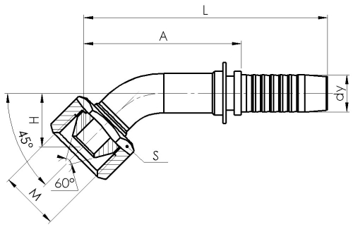 Комплект фітинга DKR кутовий 45ﹾ