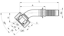 Комплект фітинга DKOL кутовий 45ﹾ