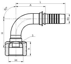 Комплект фітинга ORFS кутовий 90ﹾ