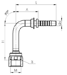 Комплект фітинга ORFS кутовий 90ﹾ подовжений